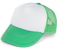 styleBREAKER Unisex 5-Panel Trucker Cap mit Mesh-Einsatz | verstellbares Basecap mit Click Snap Verschluss | luftiges Netz Cap für Damen und Herren, Farbe:Weiß-Grün