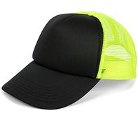 styleBREAKER Unisex 5-Panel Trucker Cap mit Mesh-Einsatz | verstellbares Basecap mit Click Snap Verschluss | luftiges Netz Cap für Damen und Herren, Farbe:Schwarz-Neongelb