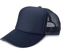 styleBREAKER Unisex 5-Panel Trucker Cap mit Mesh-Einsatz | verstellbares Basecap mit Click Snap Verschluss | luftiges Netz Cap für Damen und Herren, Farbe:Navy