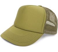 styleBREAKER Unisex 5-Panel Trucker Cap mit Mesh-Einsatz | verstellbares Basecap mit Click Snap Verschluss | luftiges Netz Cap für Damen und Herren, Farbe:Oliv