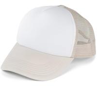 styleBREAKER Unisex 5-Panel Trucker Cap mit Mesh-Einsatz | verstellbares Basecap mit Click Snap Verschluss | luftiges Netz Cap für Damen und Herren, Farbe:Weiß-Hellgrau