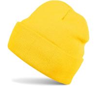 Strickmütze STYLEBREAKER "Winter Strickmütze mit Krempe", Damen, gelb (sonnengelb), Obermaterial: 100% Polyacryl PAN., Modisch, Mützen Strickmütze (35719326-0) sonnengelb