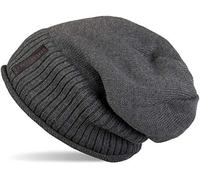 Strickmütze STYLEBREAKER "Feinstrick Beanie mit Teddyfleece", Damen, grau (dunkelgrau), 100% Viskose CV., Modisch, Mützen Strickmütze (59833418-0) dunkelgrau