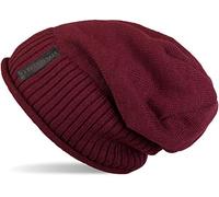 Strickmütze STYLEBREAKER "Feinstrick Beanie mit Teddyfleece", Damen, rot (bordeaux, rot), 100% Viskose CV., Modisch, Mützen Strickmütze (69050600-0) bordeaux, rot