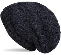 styleBREAKER Unisex Chenille Beanie Mütze mit Flecht Muster und Fleece Futter, Winter Slouch Longbeanie 04024159, Farbe:Midnight-Blue/Dunkelblau