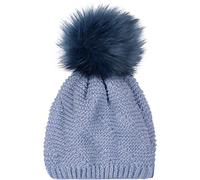 Bommelmütze STYLEBREAKER "Einfarbige Strick Bommelmütze mit Thermo-Fleece", Damen, blau (taubenblau), 75% Polyacryl PAN. 15% Polyamid PA. 10% Wolle WO., Modisch, Mützen (20087321-0) taubenblau