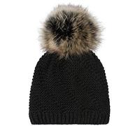 Bommelmütze STYLEBREAKER "Einfarbige Strick Bommelmütze mit Thermo-Fleece", Damen, schwarz, 75% Polyacryl PAN. 15% Polyamid PA. 10% Wolle WO., Modisch, Mützen (53551213-0) schwarz