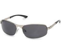 styleBREAKER Unisex Halbrand Sonnenbrille mit rechteckigen Polycarbonat Gläsern und Federscharnier, 09020051, Farbe:Gestell Silber/Glas Grau getönt