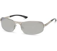 styleBREAKER Unisex Halbrand Sonnenbrille mit rechteckigen Polycarbonat Gläsern und Federscharnier, 09020051, Farbe:Gestell Silber/Glas Silber verspiegelt
