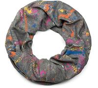 styleBREAKER Unisex Loop Schal Farbkleckse Used Look 80x35cm | Schlauchschal. Risse und Löcher im Oberstoff. Fransen. 2-3 mal wickelbar. weiche Haptik. Rundschal.