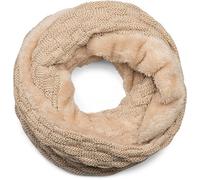 styleBREAKER Unisex Loop Schal Flecht Muster Fleece Futter | Feinstrick 58x21cm. Thermo Inlay. elastisch. winterfest. weiche Haptik. Rundschal. enganliegendes Design.