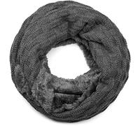 styleBREAKER Unisex Loop Schal Flecht Muster Fleece Futter | Feinstrick 58x21cm. Thermo Inlay. elastisch. winterfest. weiche Haptik. Rundschal. enganliegendes Design.