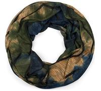 styleBREAKER Unisex Loop Schal mit Batik Verlauf Muster und Rissen im Destroyed Look, Schlauchschal, Tuch 01017126, Farbe:Oliv-Blau-Hellbraun