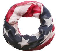 styleBREAKER Unisex Loop Schal USA Flagge Viskose 90x95cm, Rot-Weiß-Blau