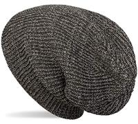 Strickmütze STYLEBREAKER "Melierte Feinstrick Beanie Mütze mit Fleece", Damen, grau (grau, beige), 100% Viskose CV., Modisch, Mützen Strickmütze (24478668-0) grau, beige