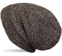 Strickmütze STYLEBREAKER "Melierte Feinstrick Beanie Mütze mit Fleece", Damen, braun (dunkelbraun, beige), 100% Viskose CV., Modisch, Mützen Strickmütze (75531419-0) dunkelbraun, beige