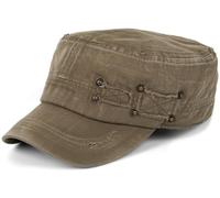 styleBREAKER Unisex Military Cap im Destroyed Vintage Look | verstellbares Army Cap aus Baumwolle | Used Look Schirmmütze für Herren und Damen, Farbe:Oliv-Braun