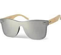 Sonnenbrille STYLEBREAKER "Monoglas Nerd Sonnenbrille Bambus Bügel", Damen, braun (gestell hellbraun, glas silber verspiegelt), Modisch, Sonnenbrillen Sonnenbrille (51424208-0) gestell hellbraun, glas