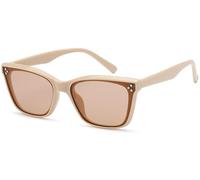 Wayfarer STYLEBREAKER "Nerd Sonnenbrille Flachgläser", Damen, braun (gestell creme, glas hellbraun getönt), Modisch, Sonnenbrillen (53170805-0) gestell creme, glas hellbraun getönt