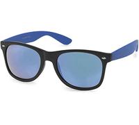 Wayfarer STYLEBREAKER "Nerd Sonnenbrille mit Rechteckigen Gläsern", Damen, blau (gestell schwarz, blau matt, glas blau), Modisch, Sonnenbrillen (18781562-0) gestell schwarz, blau matt, glas blau
