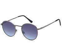 styleBREAKER Unisex Panto Sonnenbrille mit runden Gläsern | Metallrahmen mit Federscharnier & UV400 Schutz | verspiegelte oder getönte Flachgläser, Gestell Anthrazit/Glas Grau Verlauf