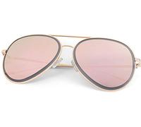 styleBREAKER Unisex Piloten Sonnenbrille mit geschliffenem Rand, verspiegelten Polycarbonat Gläsern und Metall Gestell, Piloten-Brille 09020102, Farbe:Gestell Gold/Glas Pink verspiegelt