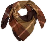 XXL-Schal STYLEBREAKER "Großer karierter XXL Deckenschal", Damen, gelb (senf, dunkelbraun), Obermaterial: 80% Viskose CV. 20% Wolle WO., Modisch, Modetücher (12756965-0) senf, dunkelbraun