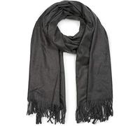 styleBREAKER Unisex Schal mit Fransen | weiches Viskose Tuch in Uni Farbe | langer Winterschal für Damen und Herren | Große Farbvielfalt, Farbe:Dunkelgrau