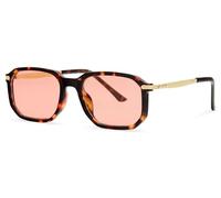 styleBREAKER Unisex Sonnenbrille Hexagonal Panto, Schildpatt Braun/Rosa