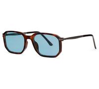styleBREAKER Unisex Sonnenbrille Hexagonal Panto, Schildpatt Braun/Türkis