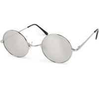 Sonnenbrille STYLEBREAKER "Retro Sonnenbrille Klein Rund mit Federscharnier", Damen, silber (gestell silber, glas silber verspiegelt), Modisch, Sonnenbrillen Sonnenbrille (48438402-0) gestell silber,