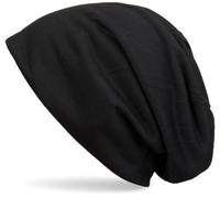 styleBREAKER Unisex Stoff Beanie Mütze einfarbig, leicht und weich, Longbeanie Slouch Beanie 04024018, Farbe:Schwarz