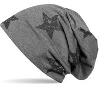 Beanie STYLEBREAKER "Beanie mit Sterne Print im Destroyed Look", Herren, grau (dunkelgrau), Obermaterial: 50% Viskose CV. 50% Polyester PES., Modisch, Mützen Beanie (66943948-0) dunkelgrau