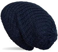 styleBREAKER Unisex Strick Beanie Mütze grob gestrickt, Slouch Longbeanie, Grobstick Winter Strickmütze 04024158, Farbe:Midnight-Blue/Dunkelblau