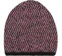 Strickmütze STYLEBREAKER "Strick Beanie Mütze Dreieck Bunt mit Thermo-Fleece", Damen, grau (dunkelgrau, pink), 75% Polyacryl PAN. 15% Polyamid PA. 10% Wolle WO., Modisch, Mützen Strickmütze (93221905-