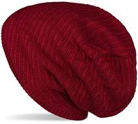 styleBREAKER Unisex Strick Beanie Mütze mit Thermo-Fleece Innenfutter, Einfarbige Winter, Uni Strickmütze 04024176, Farbe:Bordeaux-Rot