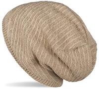 styleBREAKER Unisex Strick Beanie Mütze mit Thermo-Fleece Innenfutter, Einfarbige Winter, Uni Strickmütze 04024176, Farbe:Hellbraun
