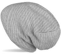 styleBREAKER Unisex Strick Beanie Mütze mit Thermo-Fleece Innenfutter, Einfarbige Winter, Uni Strickmütze 04024176, Farbe:Grau