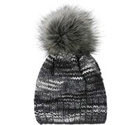 Bommelmütze STYLEBREAKER "Alpaka Strick Bommelmütze bunt gemustert", Damen, schwarz (schwarz, grau, weiß), 10% Alpaka WP. 75% Polyacryl PAN. 15% Wolle WO. Futter: 100% Polyester PES., Modisch, Mützen