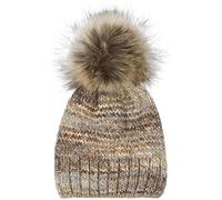 Bommelmütze STYLEBREAKER "Alpaka Strick Bommelmütze bunt gemustert", Damen, braun (braun, beige, grau), 10% Alpaka WP. 75% Polyacryl PAN. 15% Wolle WO. Futter: 100% Polyester PES., Modisch, Mützen (26