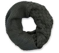 styleBREAKER Unisex Strick Loop Schal mit Mustermix, Uni Feinstrick Schlauchschal, Winter Strickschal 01018153, Farbe:Oliv-Grün