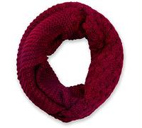 styleBREAKER Unisex Strick Loop Schal mit Mustermix, Uni Feinstrick Schlauchschal, Winter Strickschal 01018153, Farbe:Bordeaux-Rot
