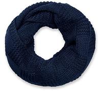 styleBREAKER Unisex Strick Loop Schal mit Patentmuster, Uni Feinstrick Schlauchschal, Winter Strickschal 01018152, Farbe:Midnight-Blue/Dunkelblau