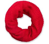 styleBREAKER Unisex Strick Loop Schal mit Patentmuster, Uni Feinstrick Schlauchschal, Winter Strickschal 01018152, Farbe:Rot
