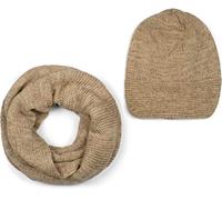 styleBREAKER Unisex Strick Loop Schal und Mütze Set, Einfarbiger Strickschal mit Beanie Strickmütze, Winter 01018214, Farbe:Braun