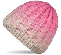 styleBREAKER Unisex Strickmütze mit Farbverlauf und Rippstrickmuster, Thermo-Fleece Innenfutter, Winter Mütze 04024196, Farbe:Beige-Rosa