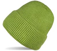 styleBREAKER Unisex Strickmütze mit Rippenmuster und breiter Krempe | Doppelt gestrickte Beanie Wintermütze | Warme Feinstrick Haube für Damen und Herren in vielen Farben, Farbe:Lindgrün