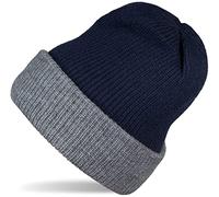Strickmütze STYLEBREAKER "Wende Feinstrick Beanie doppelt gestrickt", Damen, blau (dunkelblau, grau), Obermaterial: 80% Viskose CV. 20% Polyacryl PAN., Modisch, Mützen Strickmütze (48947901-0) dunkelb