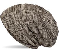 Strickmütze STYLEBREAKER "Feinstrick Beanie mit Karo Strick", Damen, beige (beige, braun), 100% Viskose CV., Modisch, Mützen Strickmütze (11456149-0) beige, braun