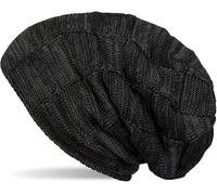 Strickmütze STYLEBREAKER "Feinstrick Beanie mit Karo Strick", Damen, schwarz, 100% Viskose CV., Modisch, Mützen Strickmütze (57485741-0) schwarz